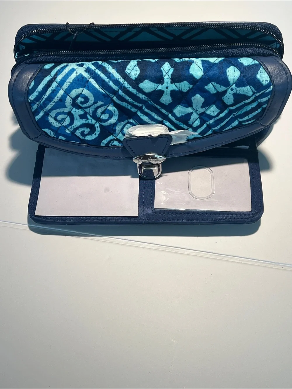 Vera Bradley Blue Patterned Wristlet Clutch with Teal Accents